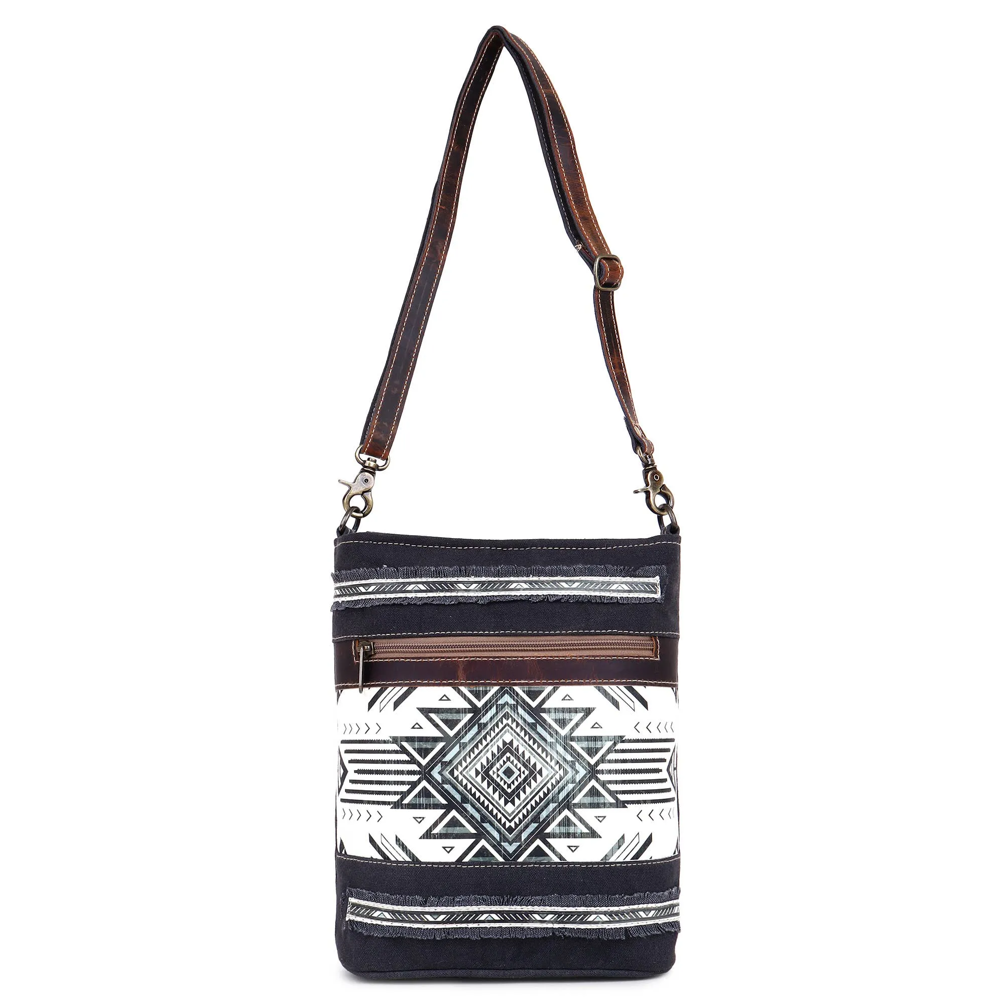 Canvas & Leather Women's Cross Body - Black/White