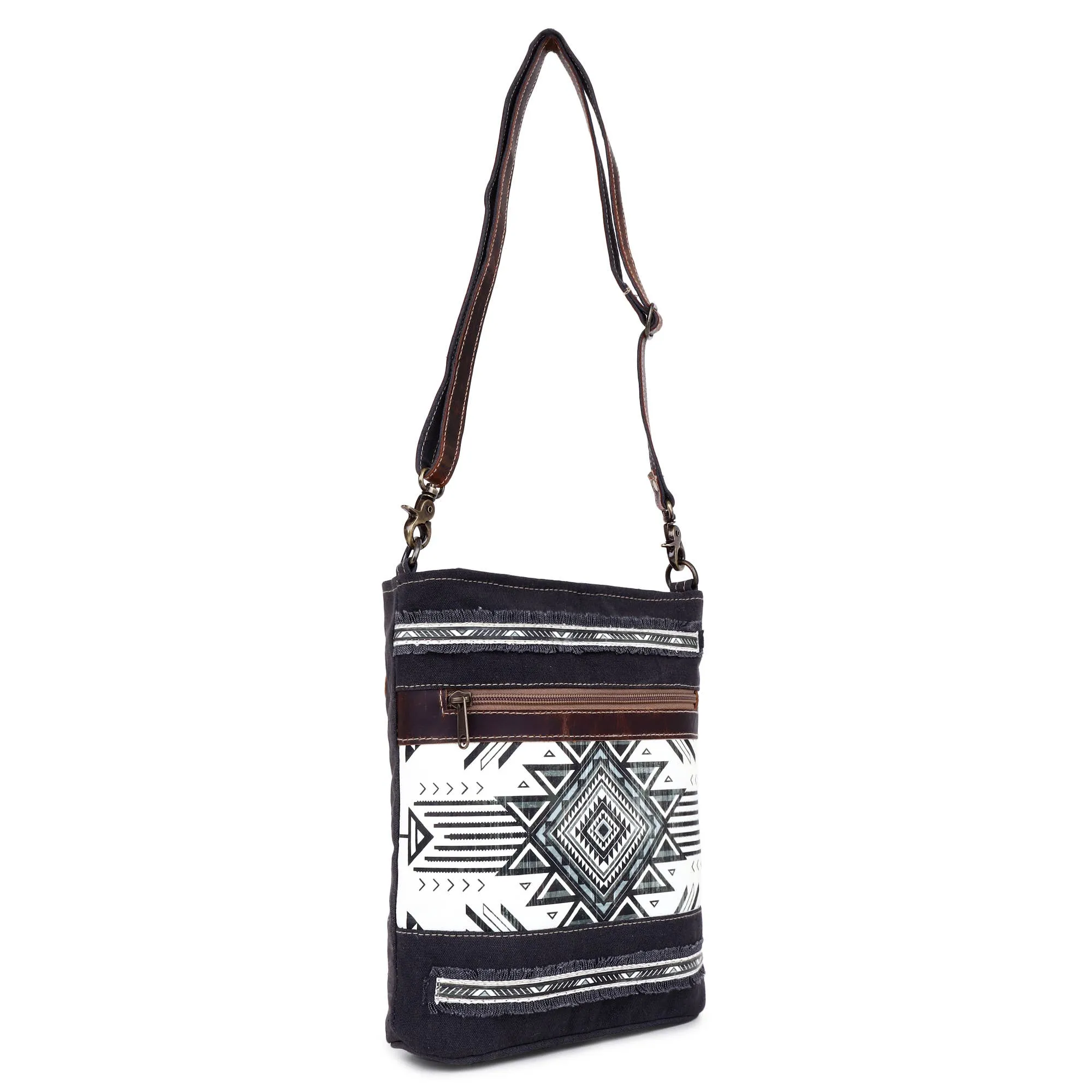 Canvas & Leather Women's Cross Body - Black/White