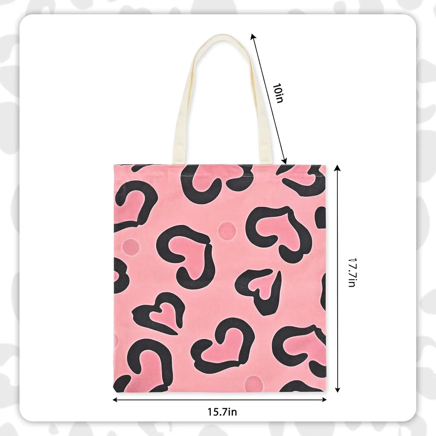 Canvas Shopping Bag with Zipper Closure, Inner Pockets Ribbon - Heavy Duty Reusable Eco-Friendly Tote Bag for Women
