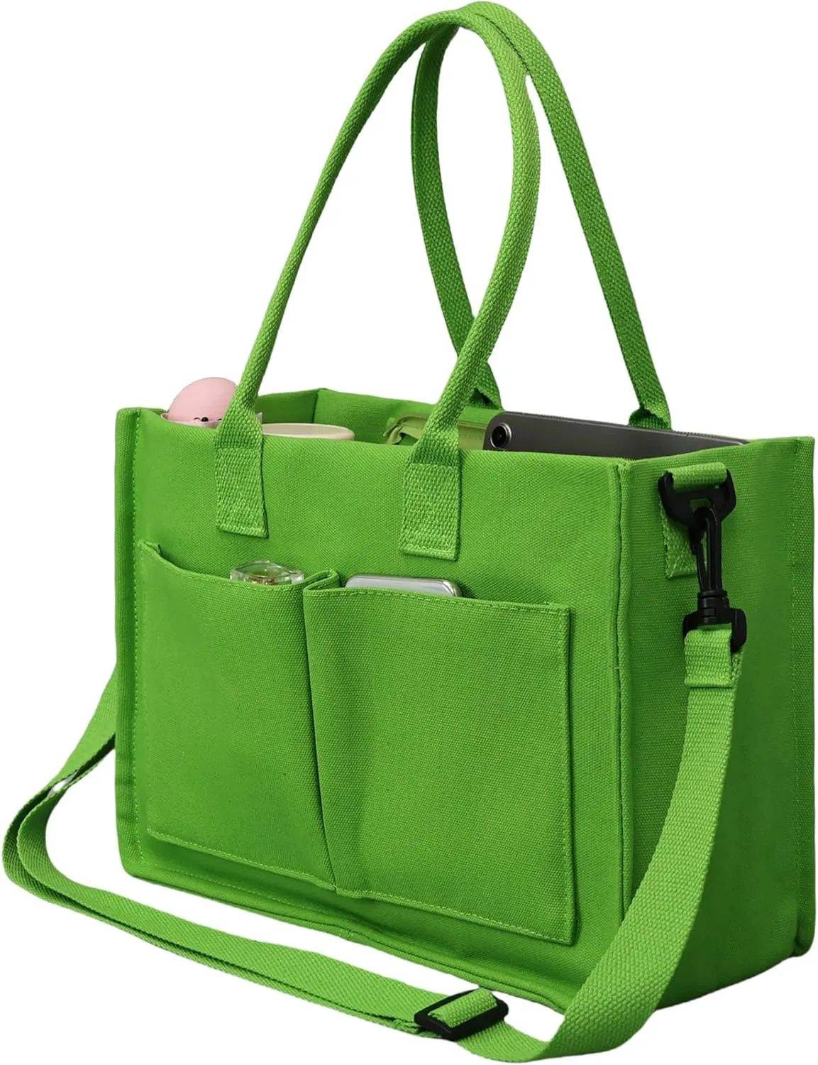 Canvas Tote Bag Shoulder Handbags with Zipper Work Bags for Women Crossbody Bags Tote Bag with Compartments for Work