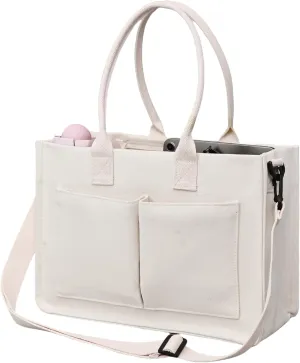Canvas Tote Bag Shoulder Handbags with Zipper Work Bags for Women Crossbody Bags Tote Bag with Compartments for Work