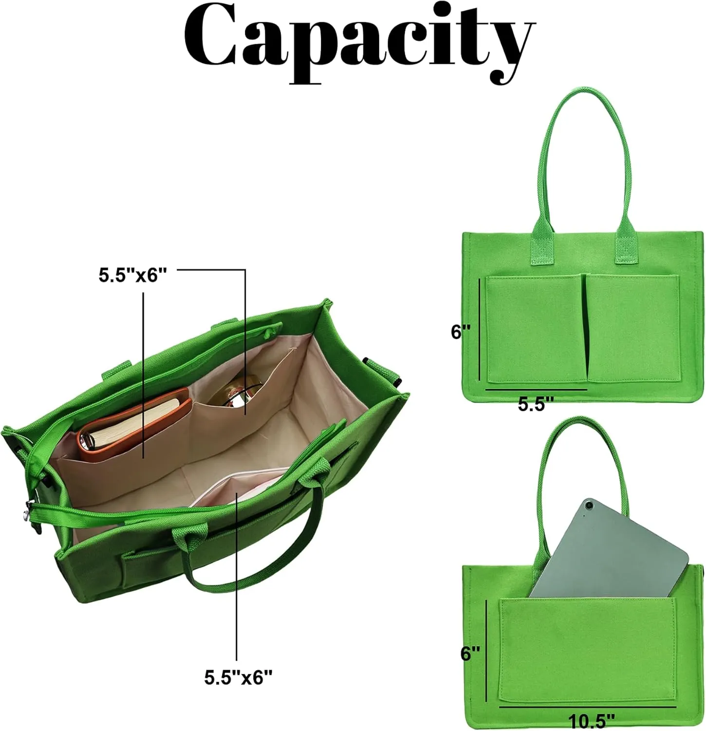 Canvas Tote Bag Shoulder Handbags with Zipper Work Bags for Women Crossbody Bags Tote Bag with Compartments for Work