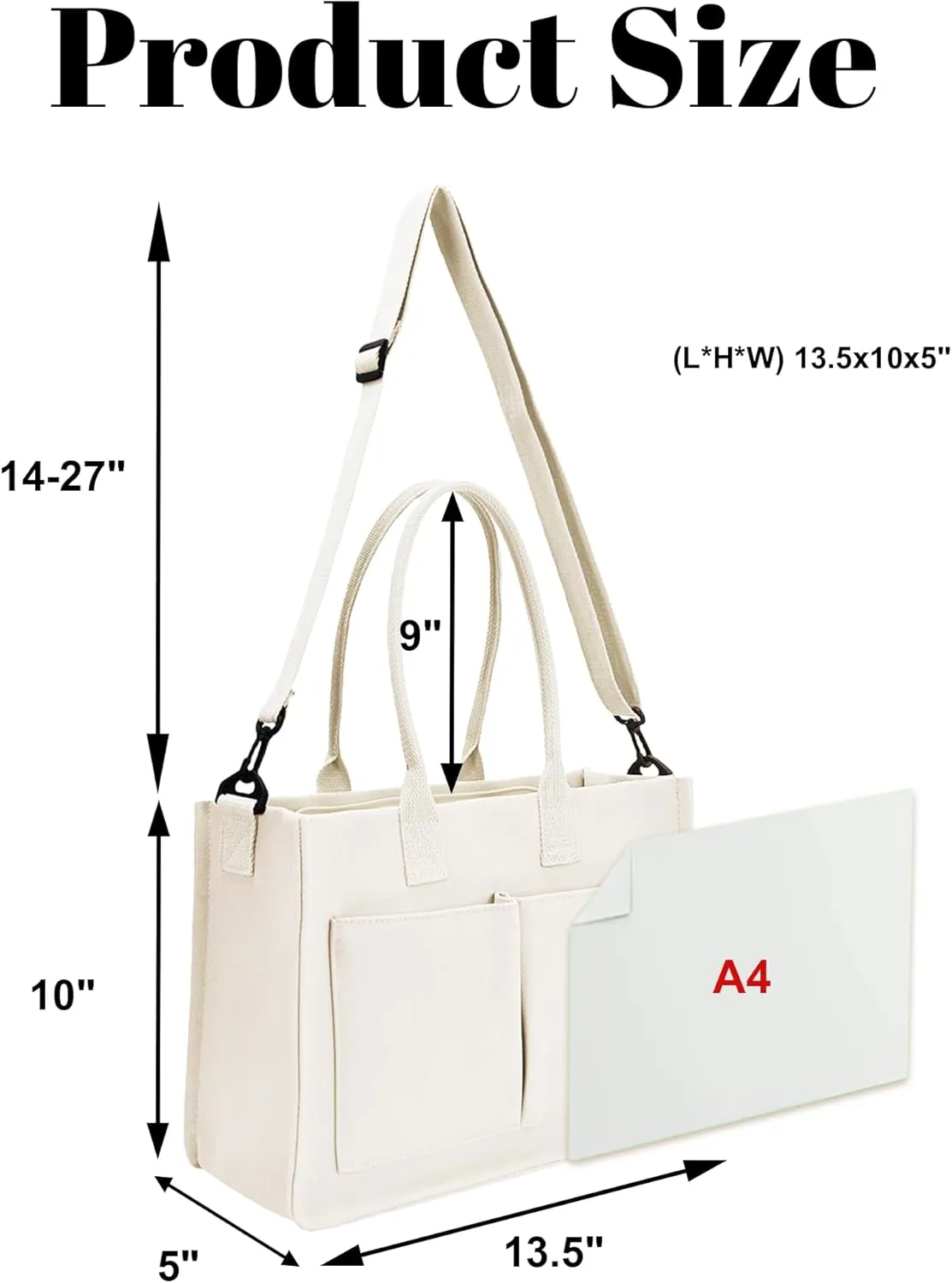 Canvas Tote Bag Shoulder Handbags with Zipper Work Bags for Women Crossbody Bags Tote Bag with Compartments for Work