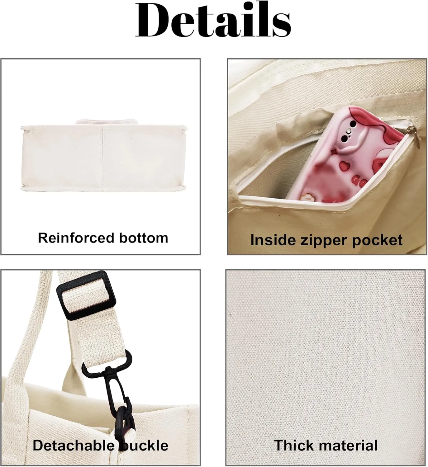 Canvas Tote Bag Shoulder Handbags with Zipper Work Bags for Women Crossbody Bags Tote Bag with Compartments for Work