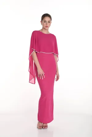Cape Sleeve Gown with Sparkle Detail
