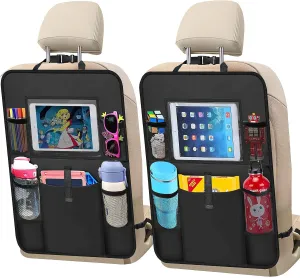 Car Backseat Organizer 2 Pack, Car Seat Back Protectors with Clear 10" Tablet Holder   5 Storage Pockets