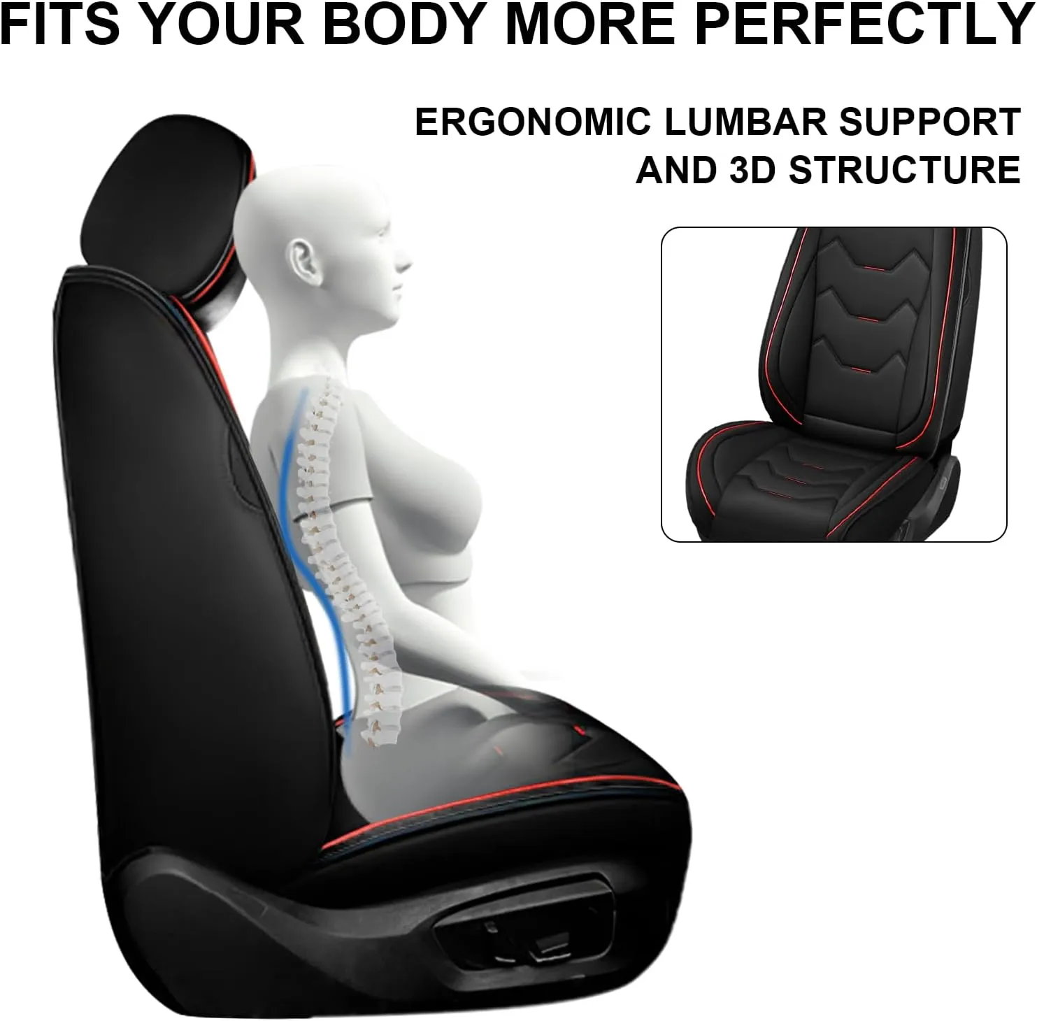 Car Seat Covers Fit for RAM ProMaster 1500 2500 3500 2014-2025, Seat Covers Waterproof, Premium Faux Leather Sports Fashion Style Car Cover, Breathable Front Seat Covers(2-Seats Standard, Black)