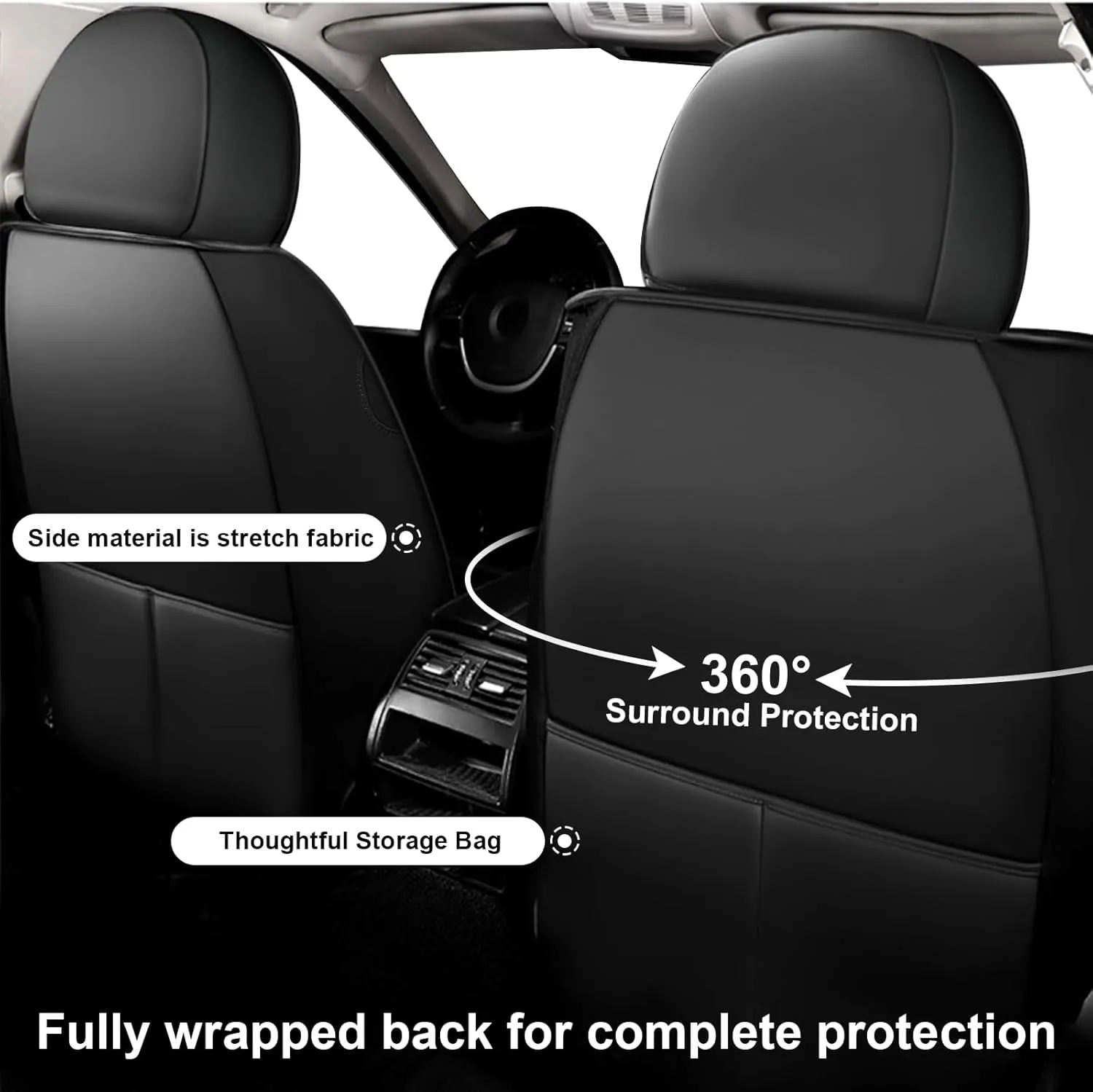 Car Seat Covers Fit for RAM ProMaster 1500 2500 3500 2014-2025, Seat Covers Waterproof, Premium Faux Leather Sports Fashion Style Car Cover, Breathable Front Seat Covers(2-Seats Standard, Black)