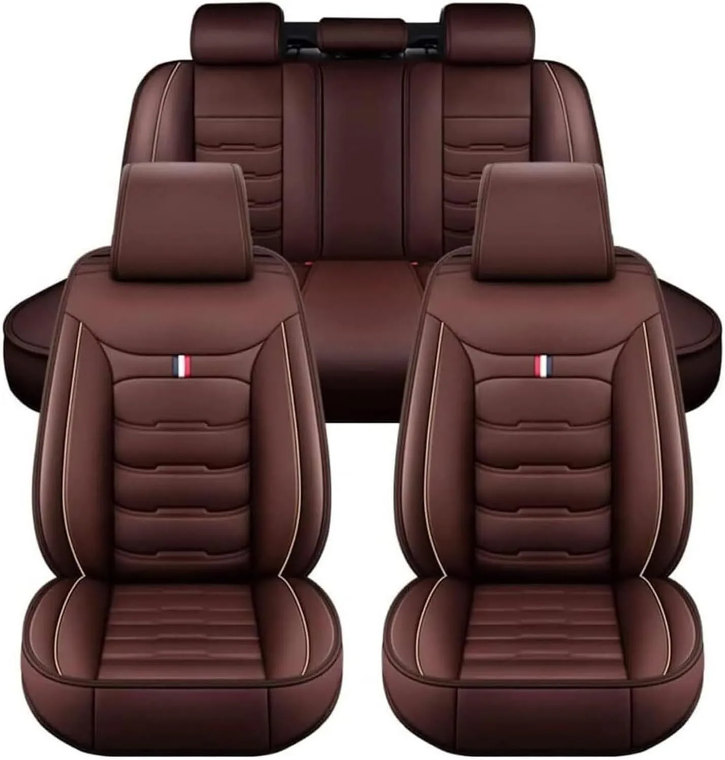 Car Seat Covers Full Set 5 Seat for Ligier JS50 2000-2024, Leather Seat Covers Luxury Seat Cover Front and Rear Seat Protectors, Leather Car Seat Covers Waterproof(E(Coffee))