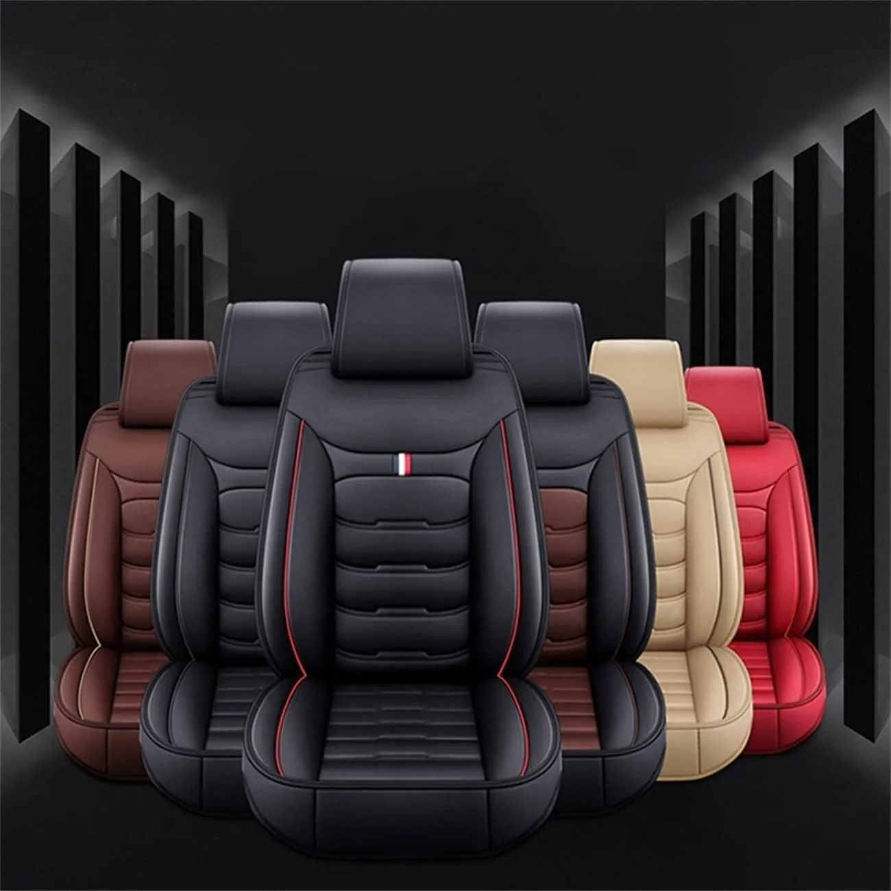 Car Seat Covers Full Set 5 Seat for Ligier JS50 2000-2024, Leather Seat Covers Luxury Seat Cover Front and Rear Seat Protectors, Leather Car Seat Covers Waterproof(E(Coffee))