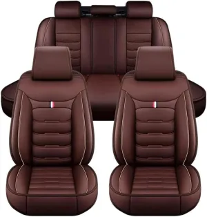 Car Seat Covers Full Set 5 Seat for Ligier JS50 2000-2024, Leather Seat Covers Luxury Seat Cover Front and Rear Seat Protectors, Leather Car Seat Covers Waterproof(E(Coffee))