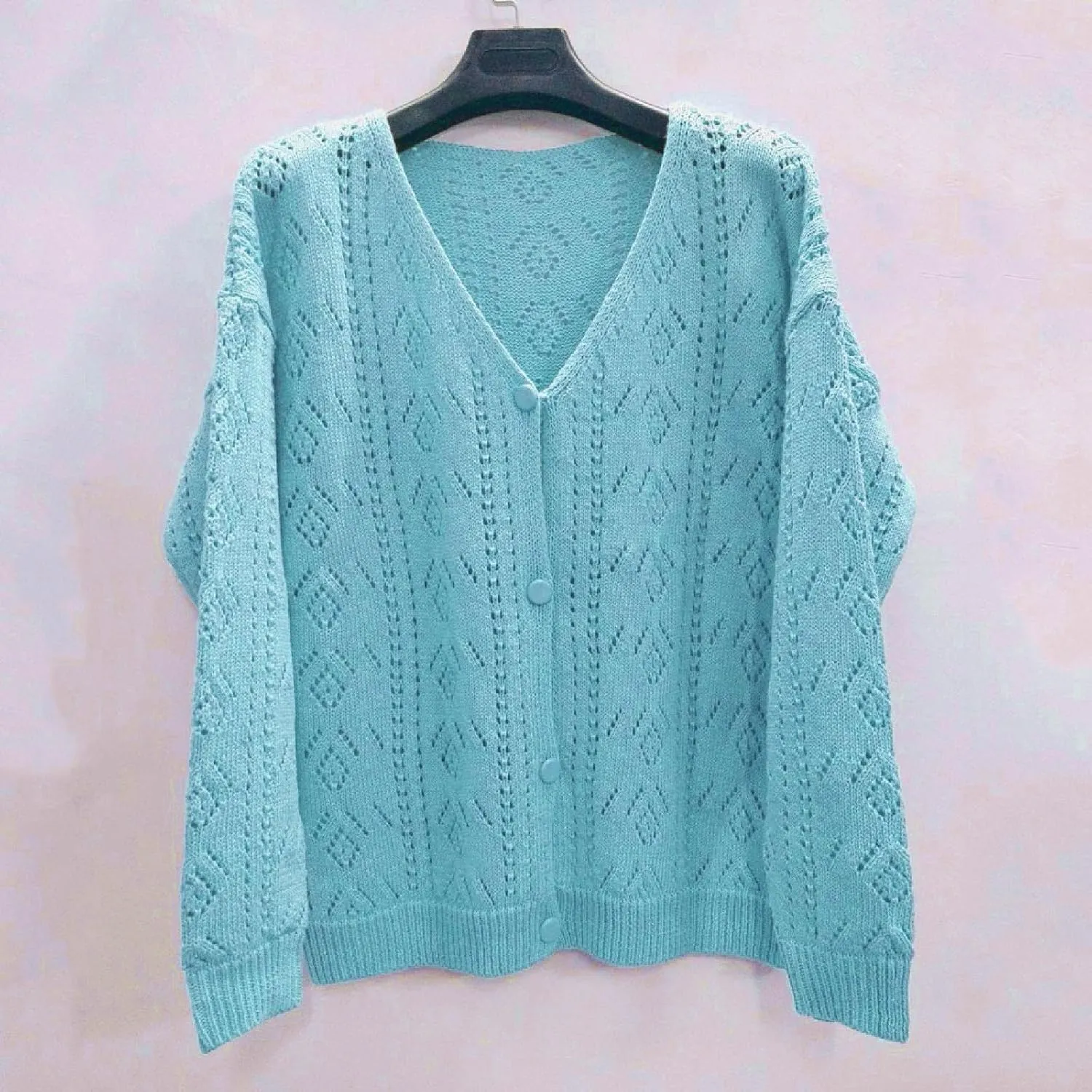 Cardigans for Women Loose Buttons Hollow Out Cardigan Sweater Autumn Open Front Knitted Sweater Women's 2024 Fall
