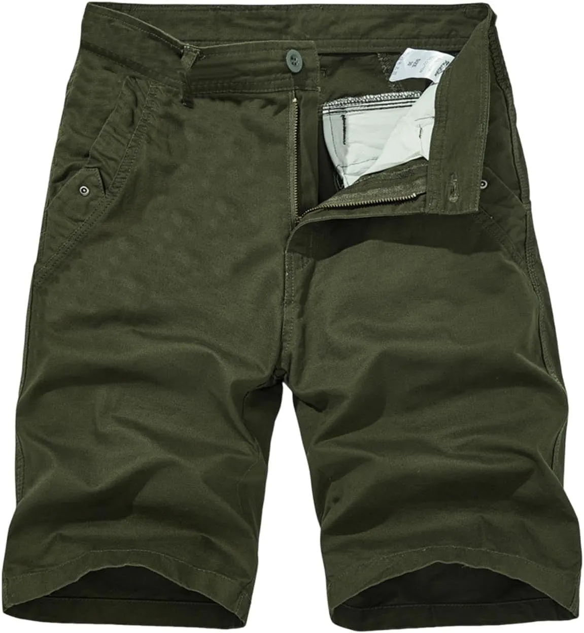 Cargo Hiking Shorts for Men Casual Button Zipper Elastic Waist Pants Lightweight Beach Shorts with Multi-Pocket