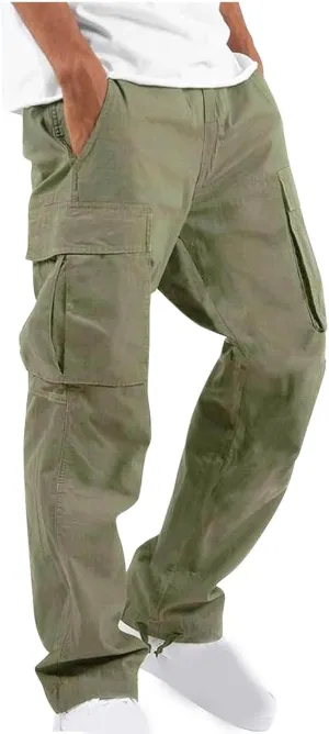 Cargo Pants for Men Casual Baggy Utility Work Hiking Joggers Relax Fit Big and Tall Trousers with Multi Pockets