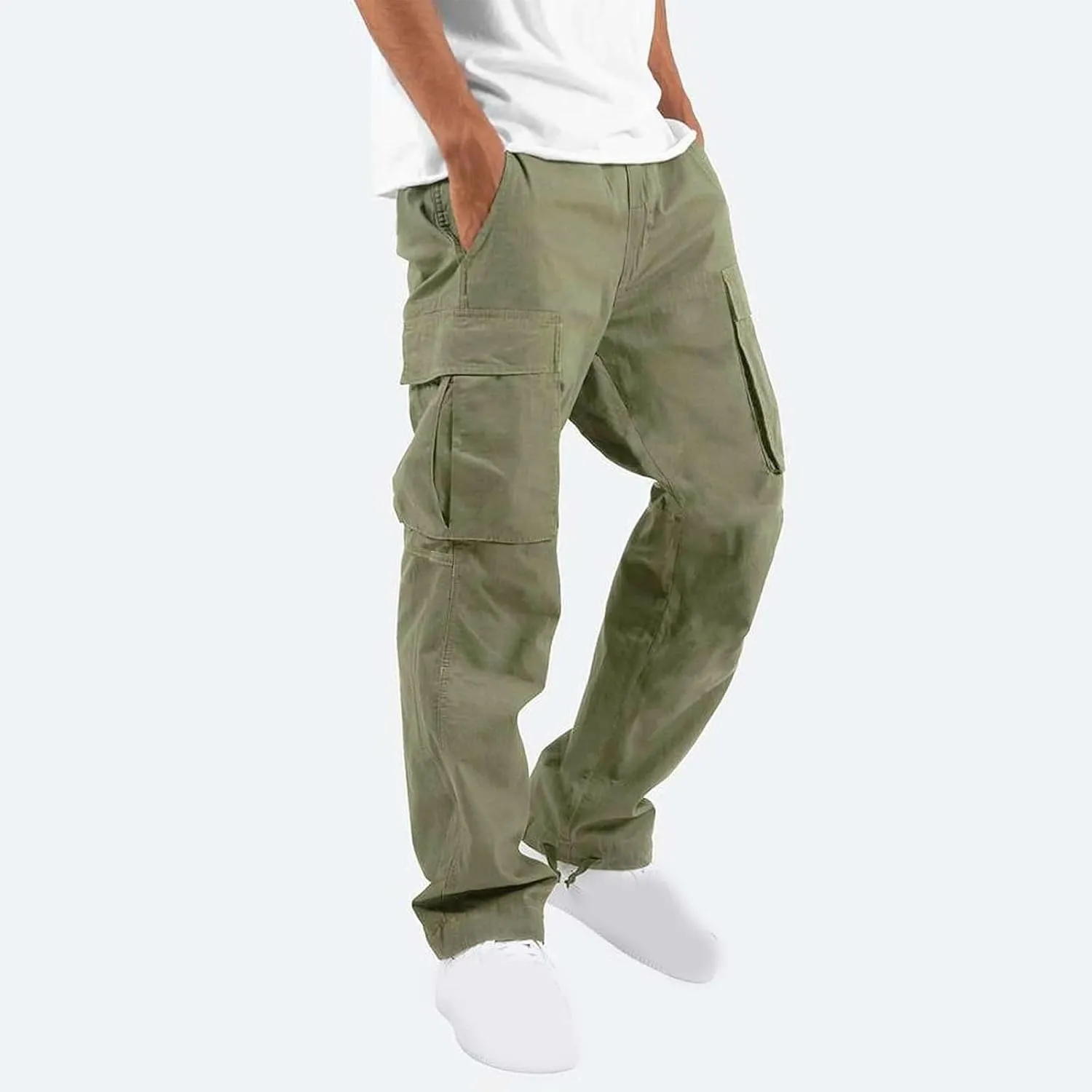 Cargo Pants for Men Casual Baggy Utility Work Hiking Joggers Relax Fit Big and Tall Trousers with Multi Pockets