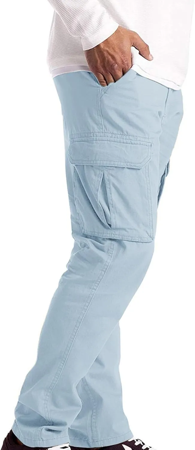 Cargo Pants for Men Tactical Jogging Pants Baggy Wide Leg Sweatpants Elastic Waist Jogger Pant with Multi Pockets