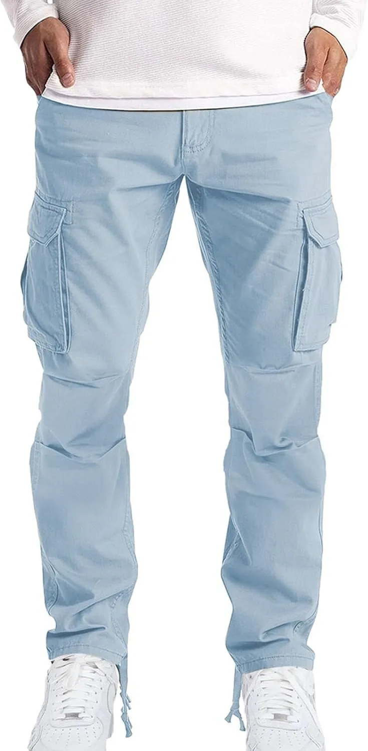 Cargo Pants for Men Tactical Jogging Pants Baggy Wide Leg Sweatpants Elastic Waist Jogger Pant with Multi Pockets