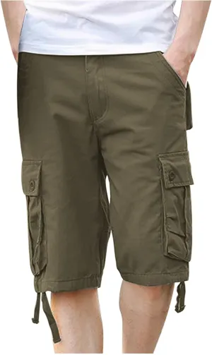 Cargo Shorts for Men Multi-Pockets Outdoor Trekking Shorts Zipper Pure Color Loose Short Work Pants,Beige,4XL