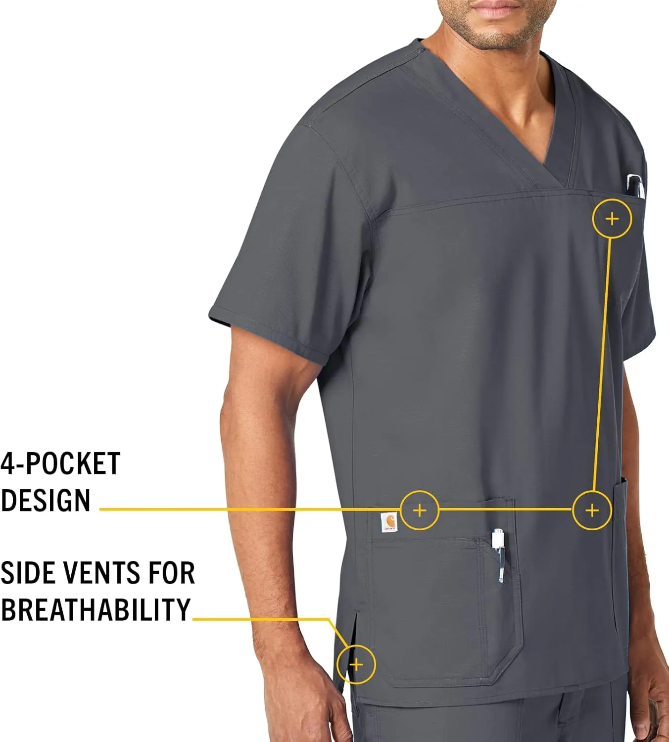 Carhartt Men's Ripstop Multi-Pocket Scrub Top