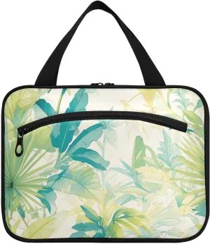 Cartoon Fossa Green Leaf hanging cosmetic travel bags with hook, designer expandable brush bag for womens cruises bolsos para hombre M