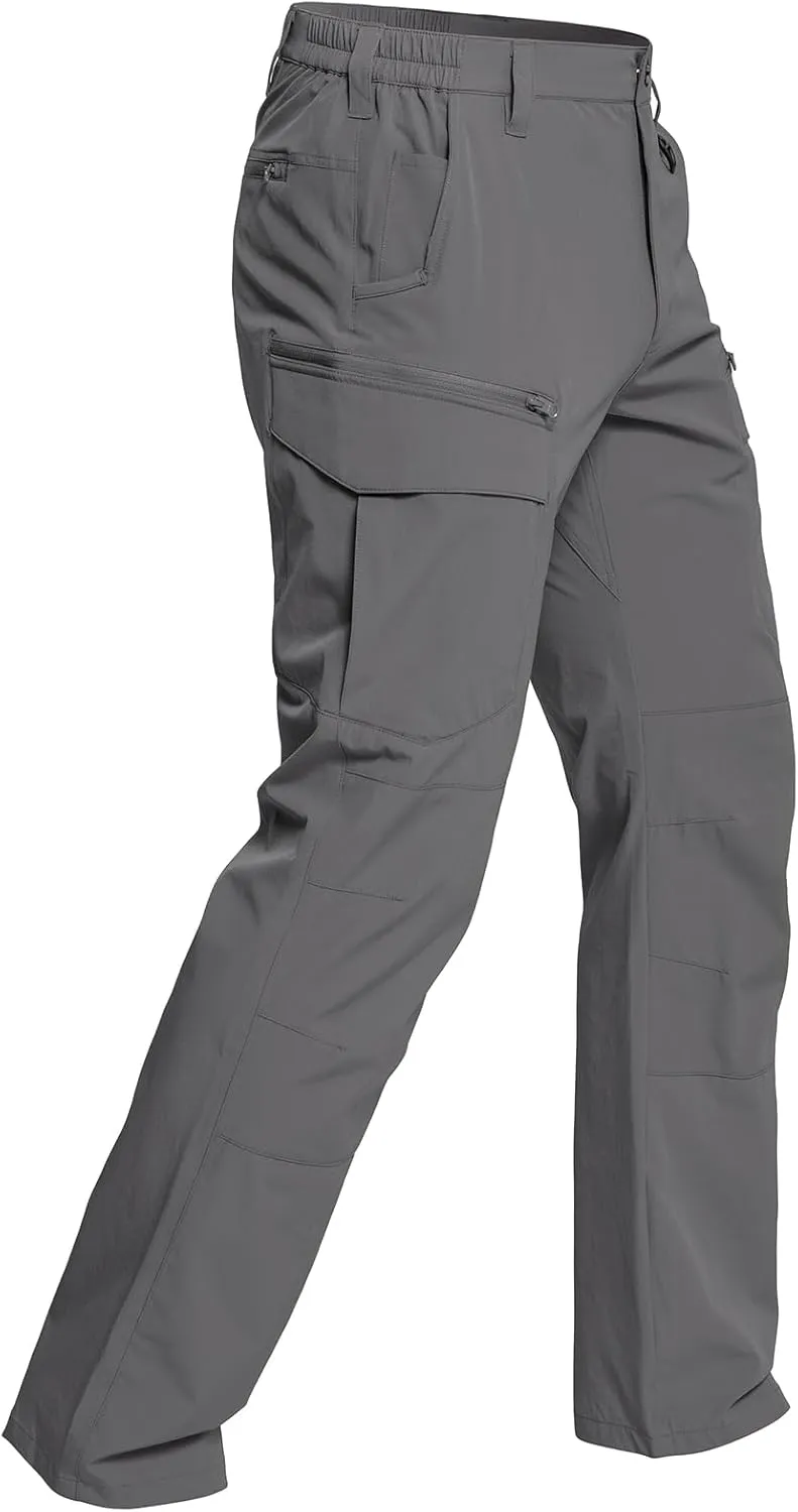 CARWORNIC Men's Quick Dry Tactical Hiking Pants Flex Water Resistant Lightweight Outdoor Fishing Cargo Work Pants 9 Pockets