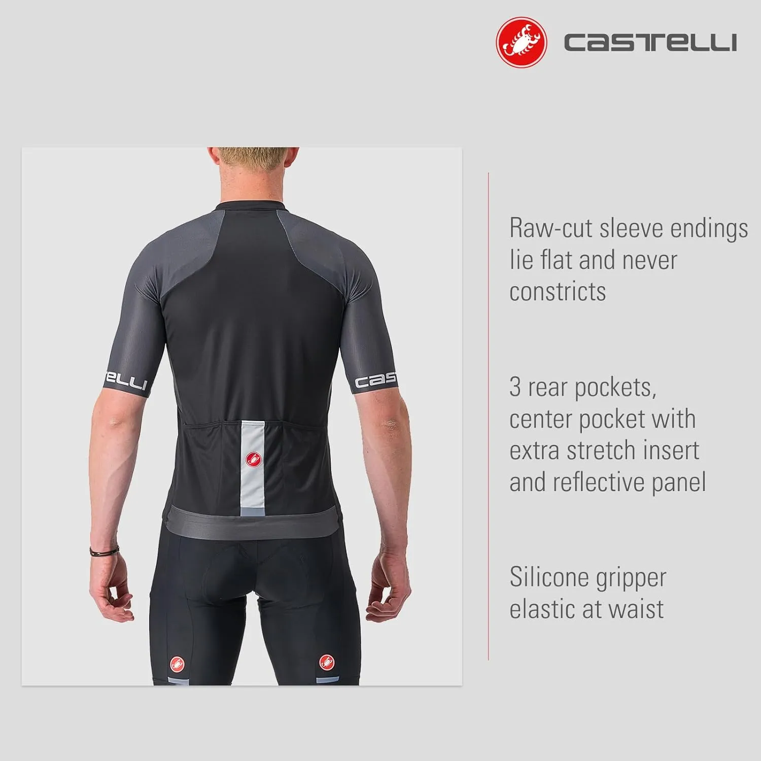CASTELLI Men’s Entrata VI Jersey, Quarter Length Sleeve Zip Up Jersey for Aerodynamics, Gravel Biking & Race Cycling