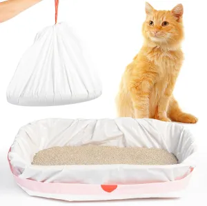 Cat Litter Bags, Litter Box Liners, Cat Box Liners, Litterbox Bags, 30 Pack, For Kitty Pan, Jumbo Size, Large, Heavy Duty, Poop Holder, Waste Supplies, Disposable, Unscented, Catliner With Drawstring