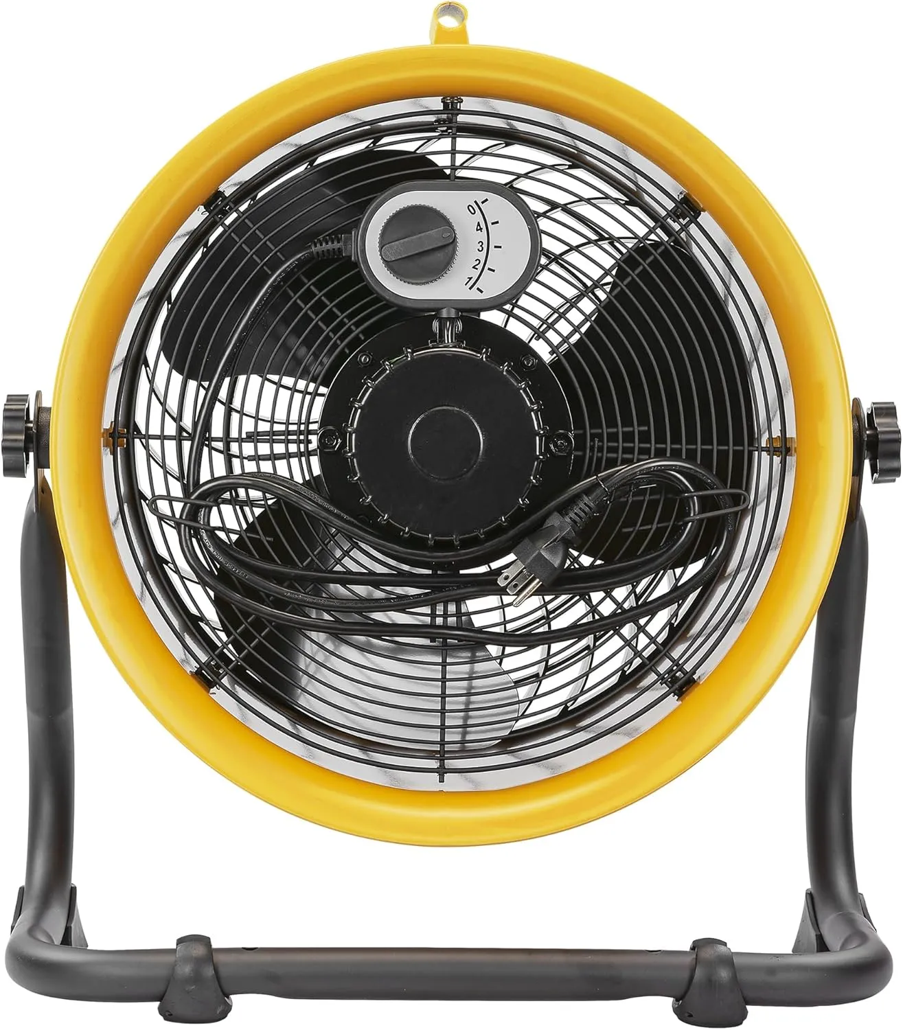 CATERPILLAR High Velocity 14" Drum Air Circulator Fan with Heavy Duty Industrial Grade 360-degree Adjustable Drum Head, and 2300 CFM Dual Ball Bearing 4-speed Motor, Yellow