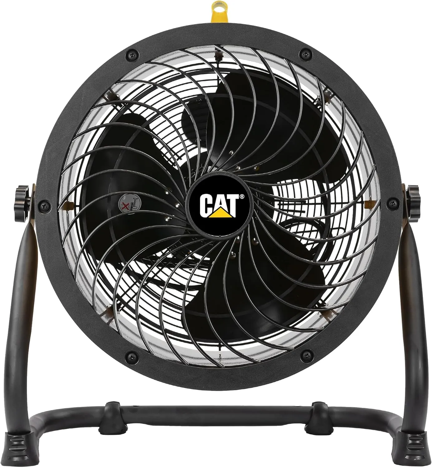 CATERPILLAR High Velocity 14" Drum Air Circulator Fan with Heavy Duty Industrial Grade 360-degree Adjustable Drum Head, and 2300 CFM Dual Ball Bearing 4-speed Motor, Yellow