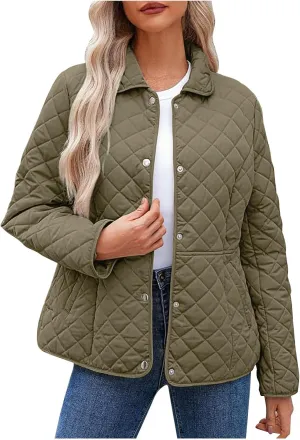 Ceboyel Women'S Quilted Barn Jackets 2024 Trendy Puffy Coats Quilted Bomber Jacket Lightweight Warm Winter Outerwear Clothing