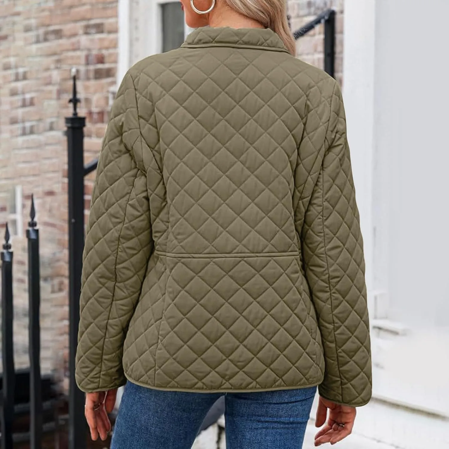 Ceboyel Women'S Quilted Barn Jackets 2024 Trendy Puffy Coats Quilted Bomber Jacket Lightweight Warm Winter Outerwear Clothing