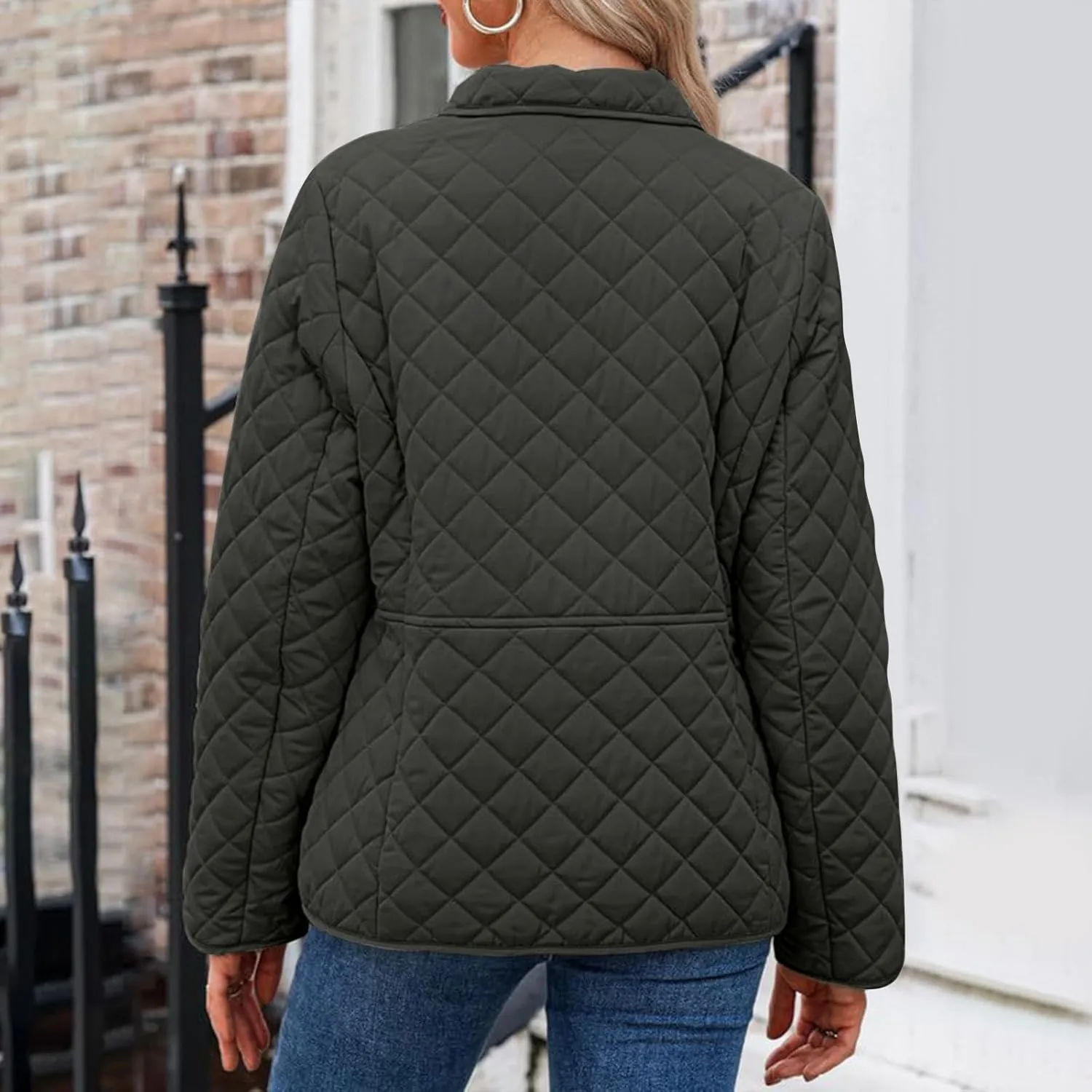 Ceboyel Women'S Quilted Barn Jackets 2024 Trendy Puffy Coats Quilted Bomber Jacket Lightweight Warm Winter Outerwear Clothing