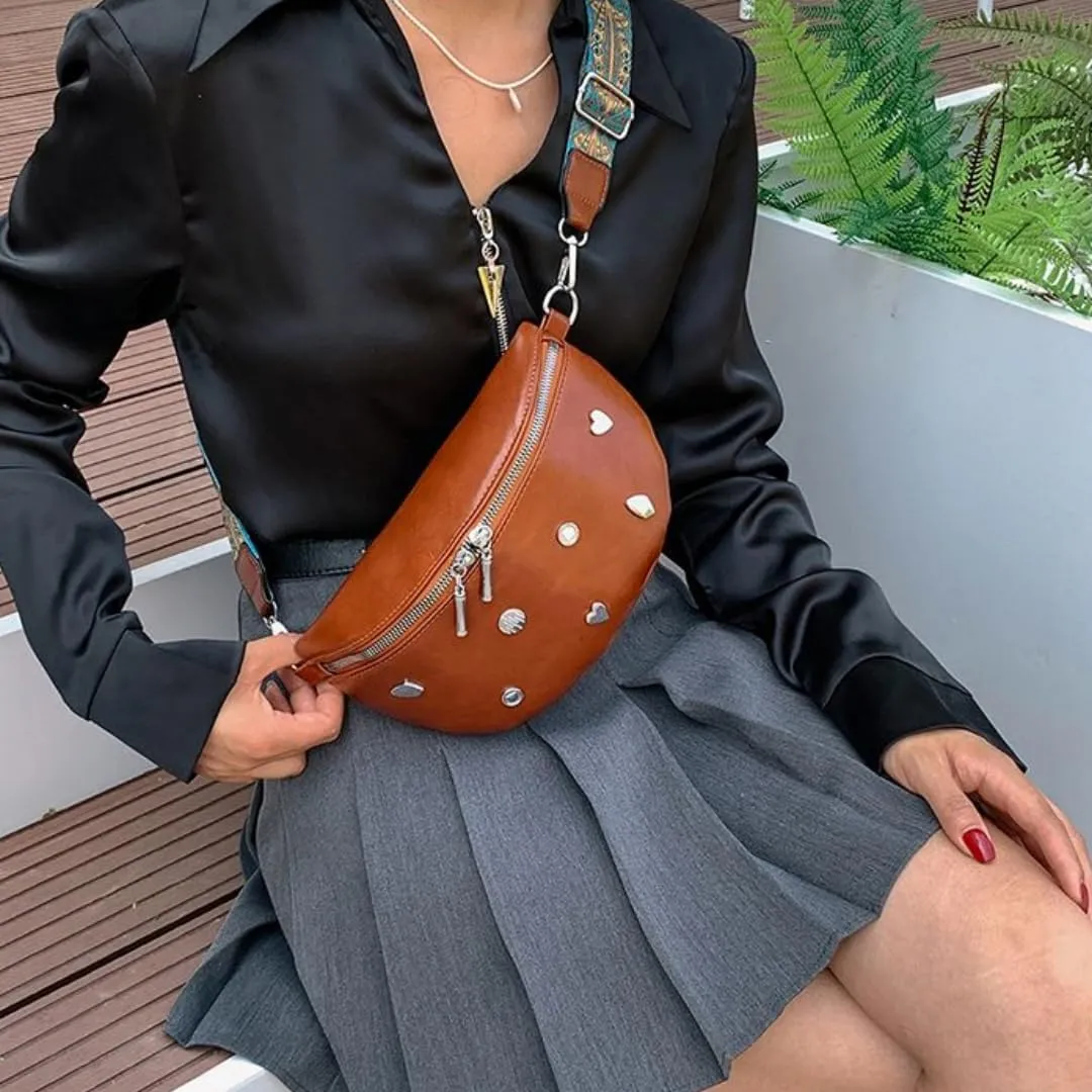 Chic Waist Packs for Women - PU Leather, Versatile Design, Adjustable Wide Strap, Multi-Compartment,Travel, Sports (Brown)