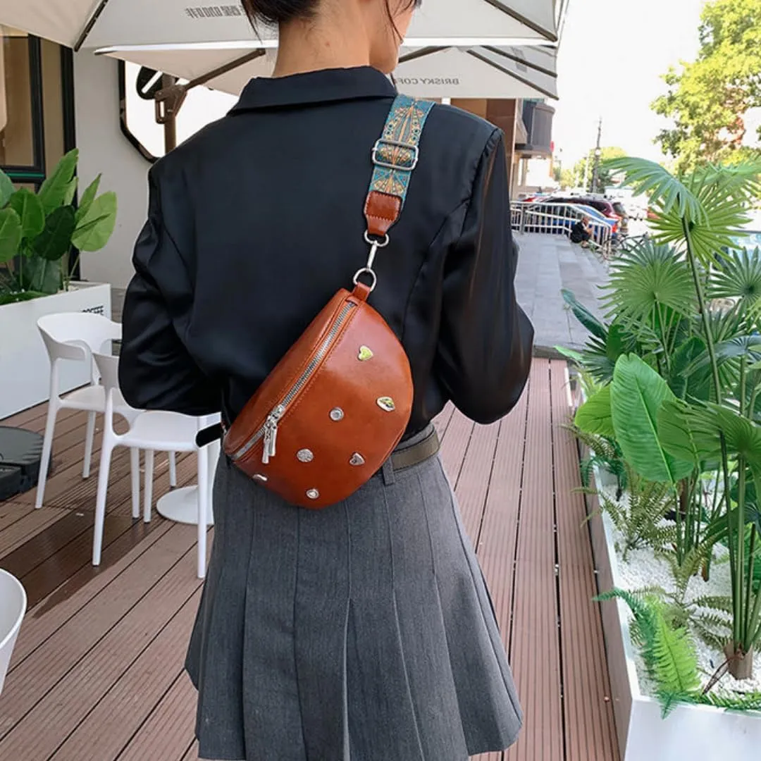 Chic Waist Packs for Women - PU Leather, Versatile Design, Adjustable Wide Strap, Multi-Compartment,Travel, Sports (Brown)