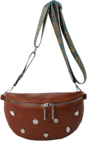 Chic Waist Packs for Women - PU Leather, Versatile Design, Adjustable Wide Strap, Multi-Compartment,Travel, Sports (Brown)