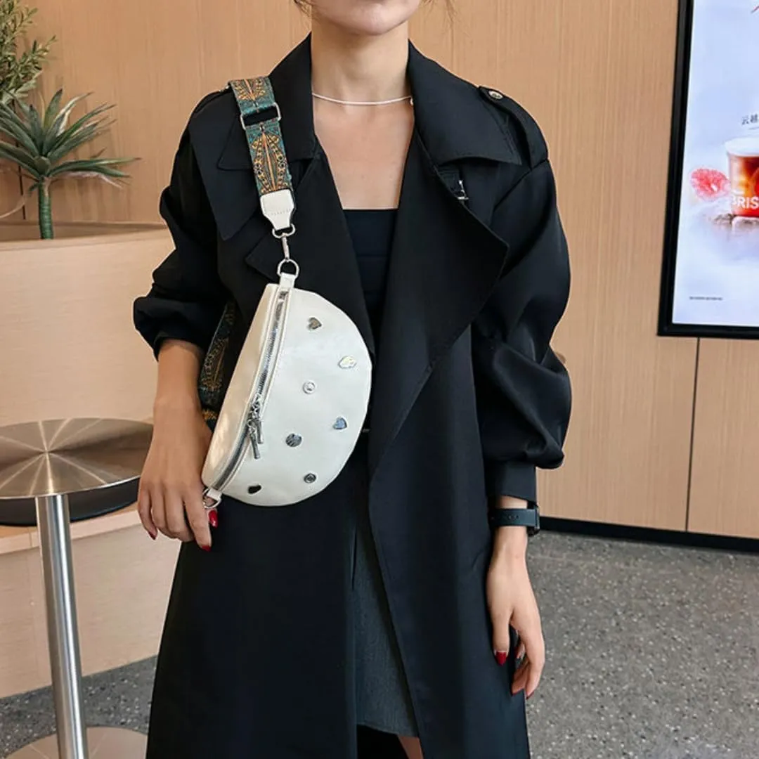 Chic Waist Packs for Women - PU Leather, Versatile Design, Adjustable Wide Strap, Multi-Compartment,Travel, Sports (White)