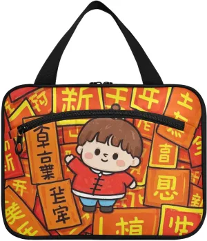 Chinese Culture New Year Wishes hanging travel bags for men with hook, designer essentials bag for makeup for traveler travel bolso para maquillaje L