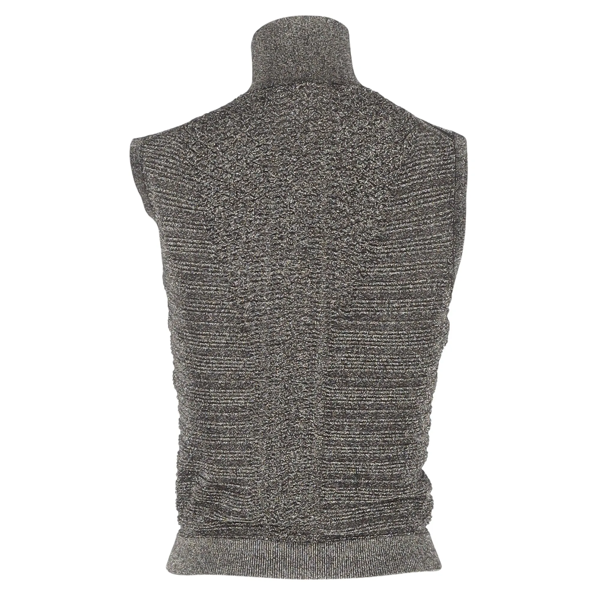 Chloé Knitted Turtleneck Sleeveless Top in Metallic Silver Polyester