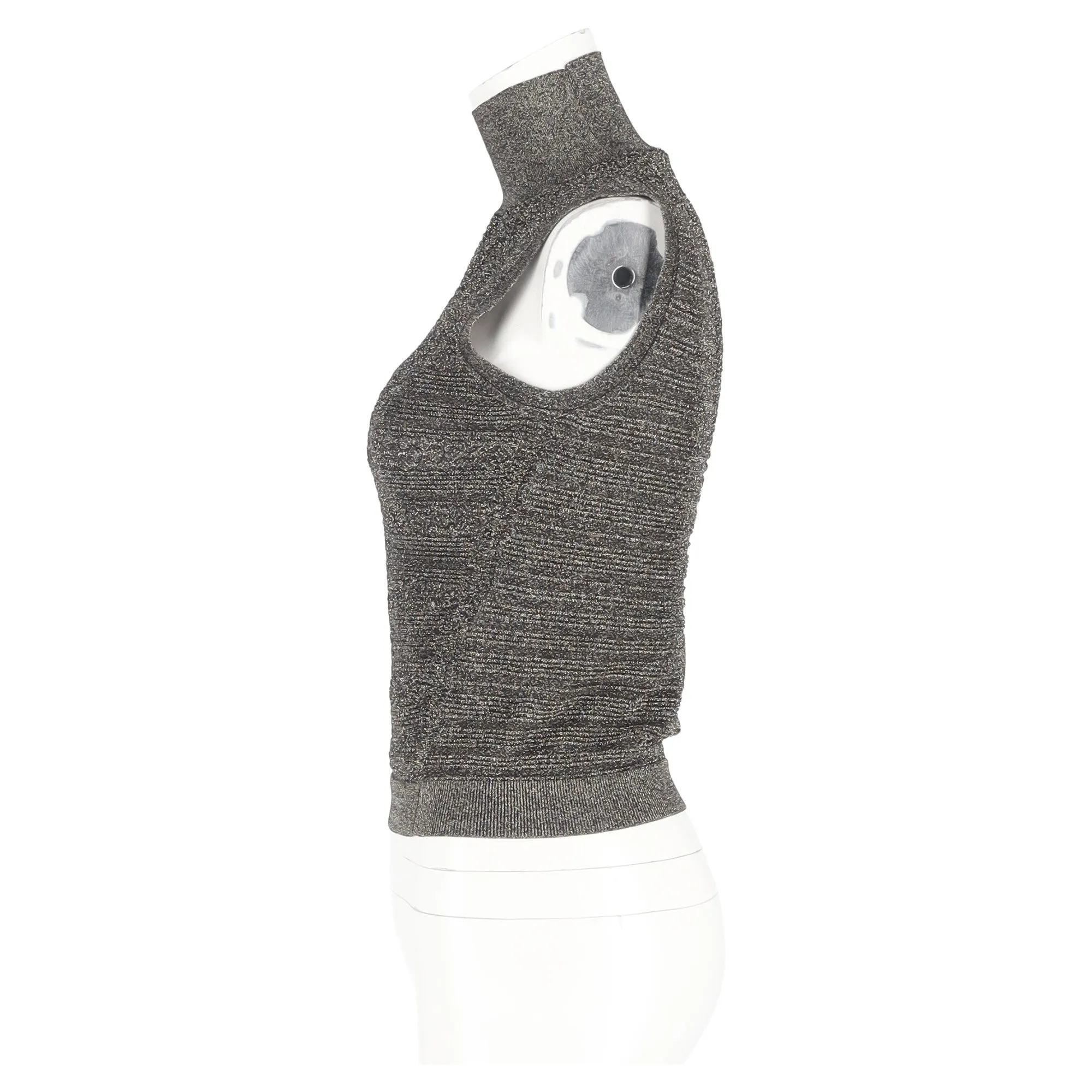 Chloé Knitted Turtleneck Sleeveless Top in Metallic Silver Polyester