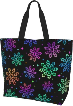 Christmas Snowflake Women Tote Bag Large Shoulder Bag Top Handle Handbag for Shopping, Gym, Work