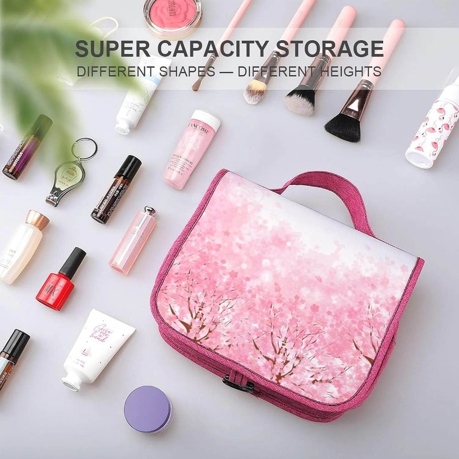 Christmas Theme,Toiletry Bag Hanging Travel Makeup Organizer,Snowflake Motifs Curlicues on Baubles,Cosmetic Makeup Bag for Full Sized Toiletries,Blue White, 215-SDS0326MakeupBagA1570