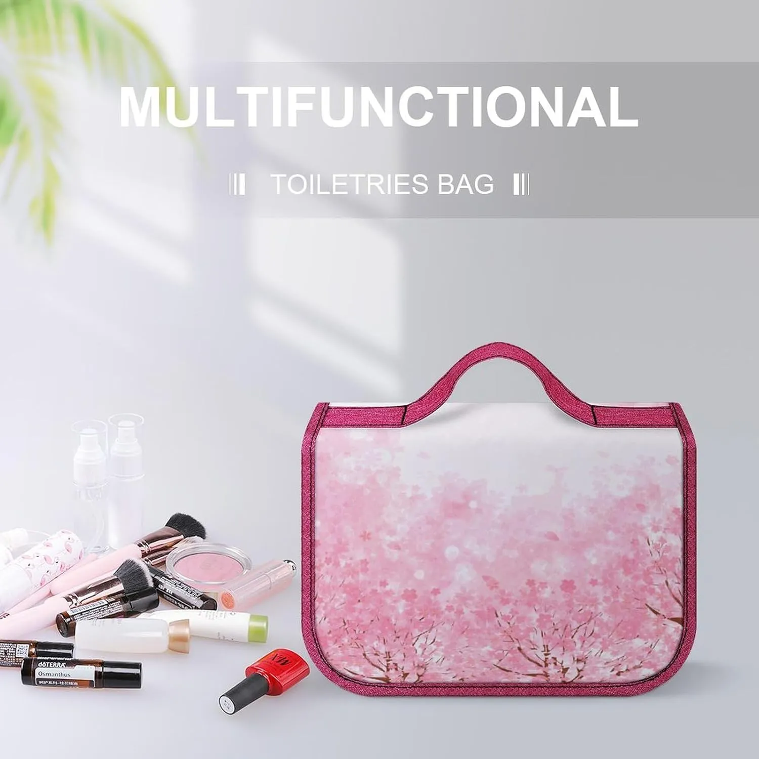 Christmas Theme,Toiletry Bag Hanging Travel Makeup Organizer,Snowflake Motifs Curlicues on Baubles,Cosmetic Makeup Bag for Full Sized Toiletries,Blue White, 215-SDS0326MakeupBagA1570