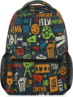 Cinema Film Travel Backpack for Men and Women, Casual Cute Laptop Backpack 16x11.4x8 in, Lightweight Camping Gym Work Daypack Travel Bag Outdoor Back Pack
