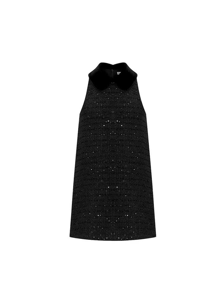Clara Collared Dress with Sequin Detail
