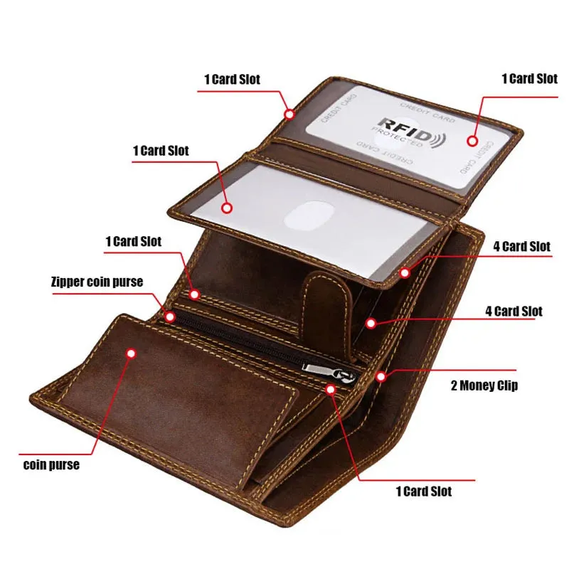 Classic Men's Wallet Vintage Genuine Leather Wallet