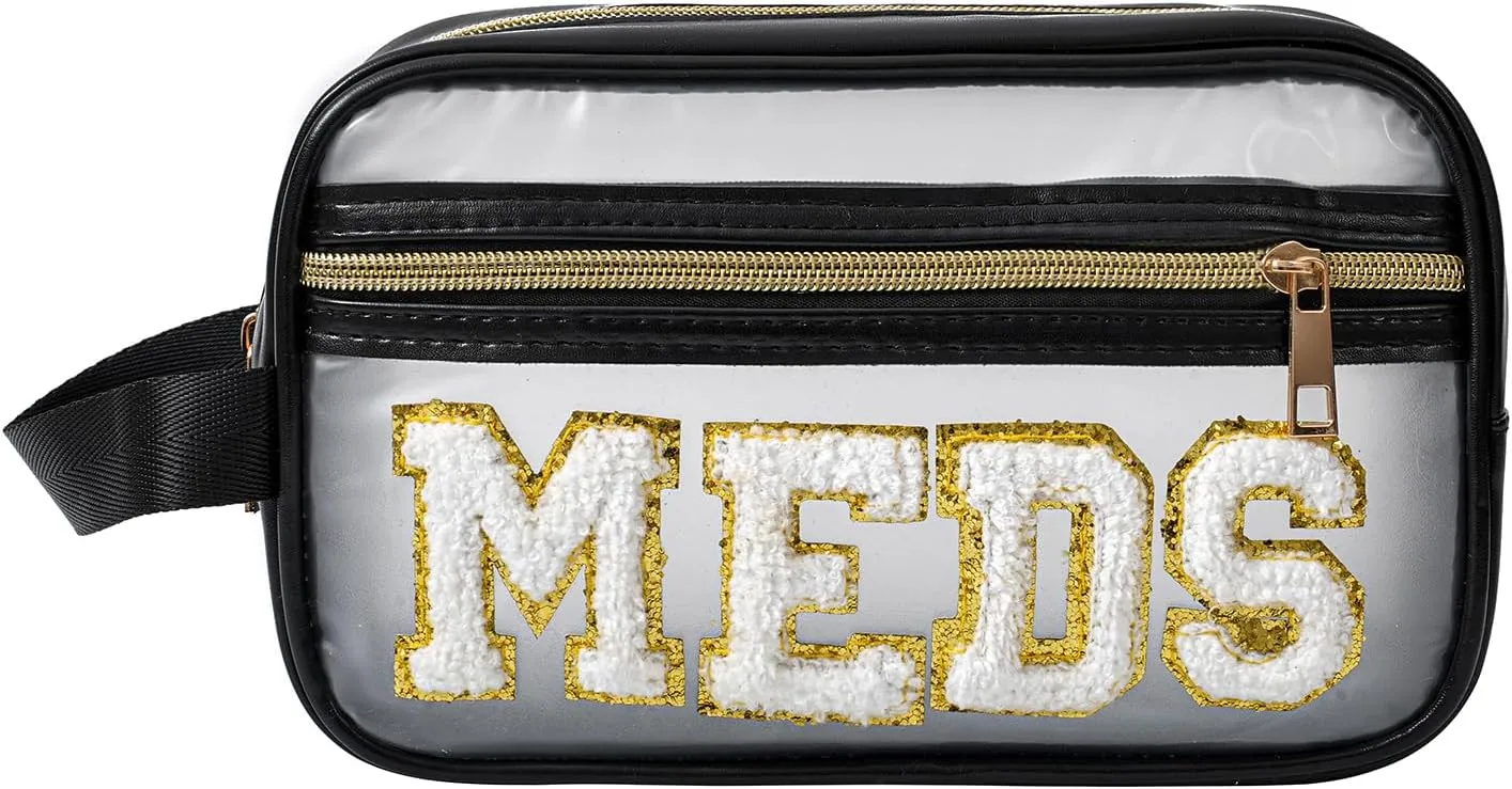 Clear Chenille Letter Makeup Bag，Transparent Waterproof Cosmetic Bag, Sunscreen Accessories Storage Organization