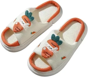 Clogs Four Seasons Universal Indoor Home Cotton Linen Sandals Cute Cartoon Cow Linen Slippers Non-Slip