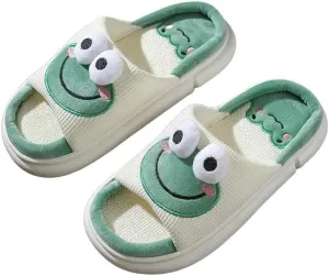 Clogs Four Seasons Universal Indoor Home Cotton Linen Sandals Cute Cartoon Cow Linen Slippers Non-Slip