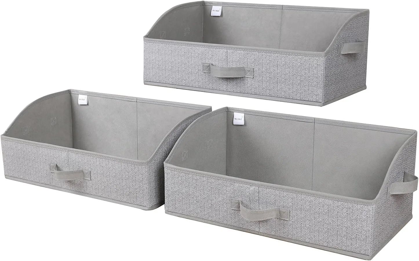 Closet Organizers and Storage, Trapezoid Storage Bins, Fabric Closet Baskets with Handles, Clothing Bins for Shelves, Foldable Storage Baskets for Clothes, Herringbone Gray, Extra Large, 3-Pack