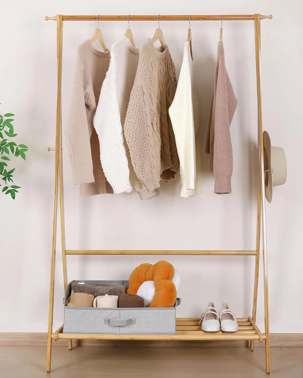 Closet Organizers and Storage, Trapezoid Storage Bins, Fabric Closet Baskets with Handles, Clothing Bins for Shelves, Foldable Storage Baskets for Clothes, Herringbone Gray, Extra Large, 3-Pack
